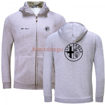 Alfa Romeo logo Print zipper Hoodies Men Casual Long Sleeve Mens zipper Hoodie Sweatshirts women Hoody Clothing