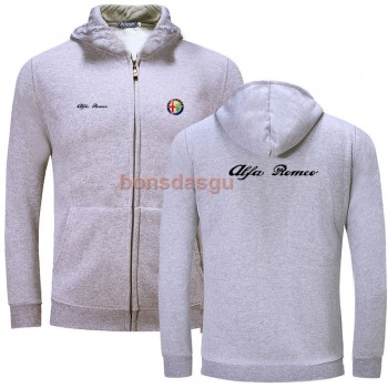 Alfa Romeo logo Print zipper Hoodies Men Casual Long Sleeve Mens zipper Hoodie Sweatshirts women Hoody Clothing