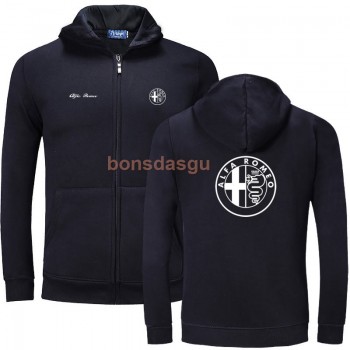 Alfa Romeo logo Print zipper Hoodies Men Casual Long Sleeve Mens zipper Hoodie Sweatshirts women Hoody Clothing