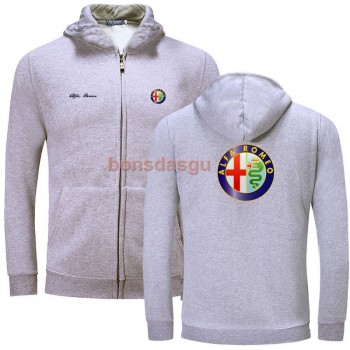 Alfa Romeo logo Print zipper Hoodies Men Casual Long Sleeve Mens zipper Hoodie Sweatshirts women Hoody Clothing