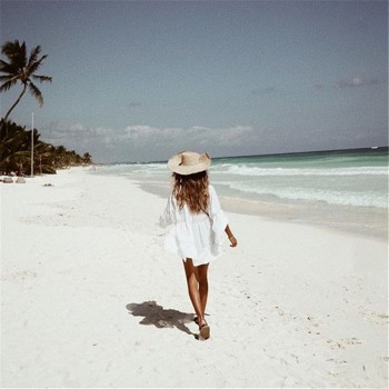 Cotton Tunic Beach Dress 2019 White Mini Dress Plus Size Bohemian Style Dresses Sexy Women Summer Dresses Vestidos #N429