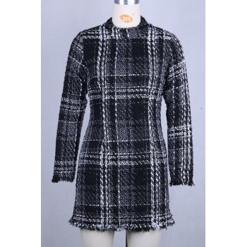 New Fashion Winter dress women plaid printed striped long sleeve slim skinny sexy mini bodycon vintage vestidos dresses woman