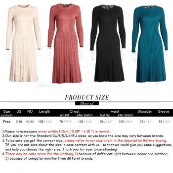 Women Kintted Dresses Winter 2018 Fashion New Arrival Long Sleeve Pleated Midi Dress Women Casual Sweater Dress Black White Blue