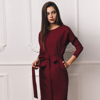 Vintage Bandage Winter Dress Women 2018 Wine High Waist Vestidos Elegant Office Ladies Dresses Autumn Winter Warm Dress Female