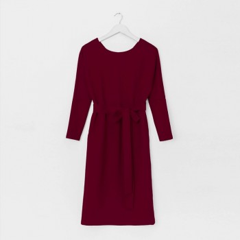 Vintage Bandage Winter Dress Women 2018 Wine High Waist Vestidos Elegant Office Ladies Dresses Autumn Winter Warm Dress Female