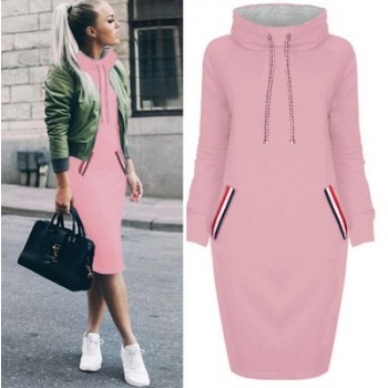 CURRADA 2018 autumn winter dress Long sleeve vestidos Casual party dresses vestido de festa women dres High collar robe femme