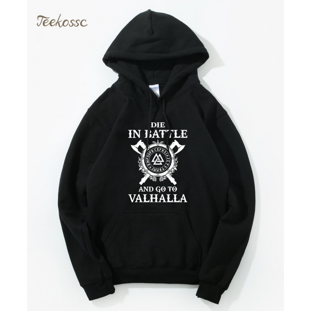 Odin Vikings Hoodie Men Die In Battle And Go To Valhalla Hoodies Mens 2018 New Brand Winter Autumn Son of Odin Hooded Sweatshirt