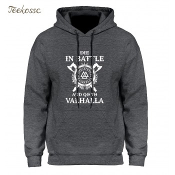 Odin Vikings Hoodie Men Die In Battle And Go To Valhalla Hoodies Mens 2018 New Brand Winter Autumn Son of Odin Hooded Sweatshirt