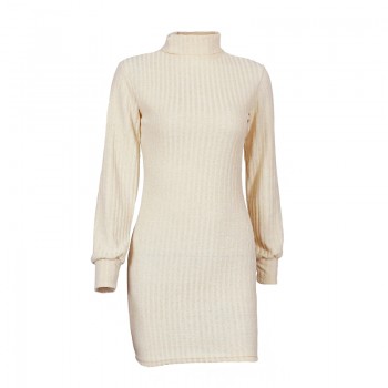 BEFORW Long Sleeve Turtleneck Knitted Dress Women Casual Autumn Winter Sweater Dress Female Sexy Elegant Pullover Mini Dresses