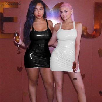 Macheda Sexy Solid Slim Dress Elegant Women Sleeveless Halter Bodycon Party Dress Fashion Casual Club Winter Ladies Clothing