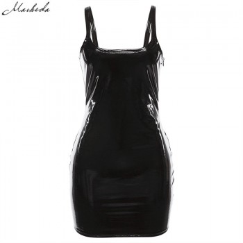 Macheda Sexy Solid Slim Dress Elegant Women Sleeveless Halter Bodycon Party Dress Fashion Casual Club Winter Ladies Clothing