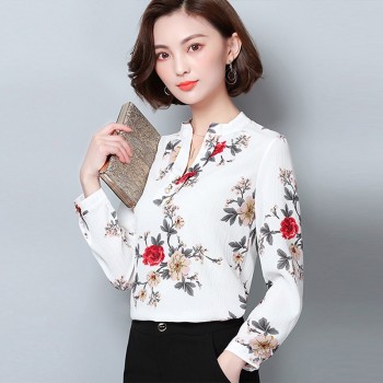 Women Chiffon Blouse Shirt 2019 Female Clothing Long Sleeve Blusas Chiffon Womens Office Blouses Print Striped Dot Lady OL Top