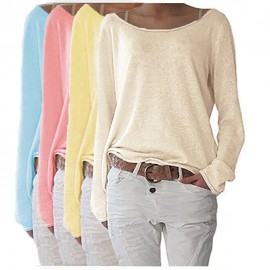 2018 New Solid Knitted Blouse Female Casual O Neck Long Sleeve Women Tops Loose White Blusas Shirts Sexy Vintage Blusa Feminina