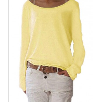 2018 New Solid Knitted Blouse Female Casual O Neck Long Sleeve Women Tops Loose White Blusas Shirts Sexy Vintage Blusa Feminina