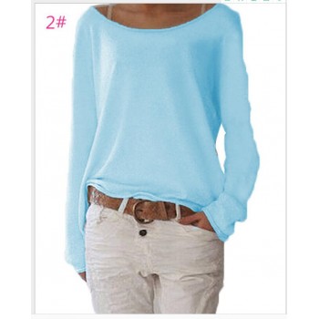 2018 New Solid Knitted Blouse Female Casual O Neck Long Sleeve Women Tops Loose White Blusas Shirts Sexy Vintage Blusa Feminina