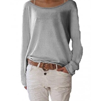 2018 New Solid Knitted Blouse Female Casual O Neck Long Sleeve Women Tops Loose White Blusas Shirts Sexy Vintage Blusa Feminina