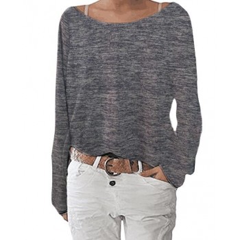 2018 New Solid Knitted Blouse Female Casual O Neck Long Sleeve Women Tops Loose White Blusas Shirts Sexy Vintage Blusa Feminina