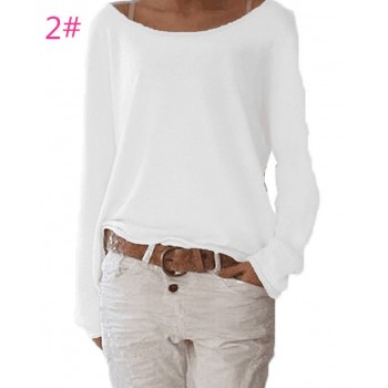 2018 New Solid Knitted Blouse Female Casual O Neck Long Sleeve Women Tops Loose White Blusas Shirts Sexy Vintage Blusa Feminina
