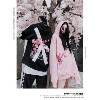 2018 Winter modis Cherry Blossom Print Hoodie Streetwear Hip Hop oversize Women Men Unisex Cotton  Sweatshirts Retro Hoody
