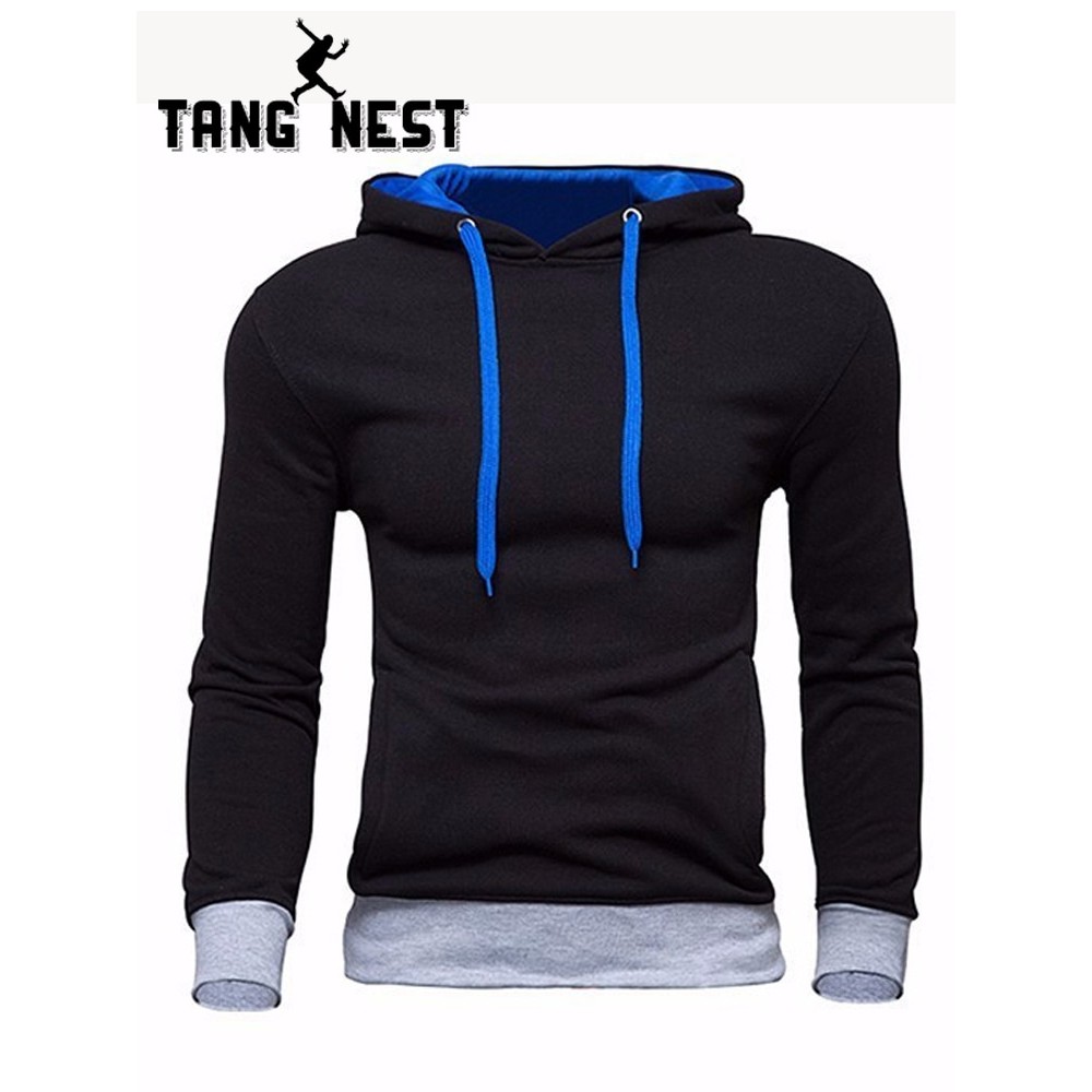 TANGNEST Mens Sweatshirt Stitching Solid Hooded Casual Spring Autumn Hoodies Male High Quality Pullover Hooded Hoodie MWW870
