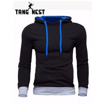 TANGNEST Mens Sweatshirt Stitching Solid Hooded Casual Spring Autumn Hoodies Male High Quality Pullover Hooded Hoodie MWW870