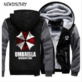 NEWDISCVRY Resident Evil Umbrella Corporation Mens Zipper Hoodie 2018 Fashion Fleece Thicken Warm Men Jacket Man Sweatshirt Coat