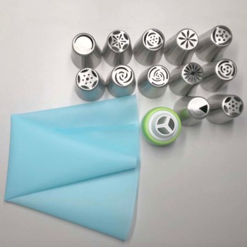 14pc/Set Russian Tulip Icing Piping Nozzles Stainless Steel Flower Cream Pastry Tips Nozzles Bag Cupcake Cake Decorating Tools