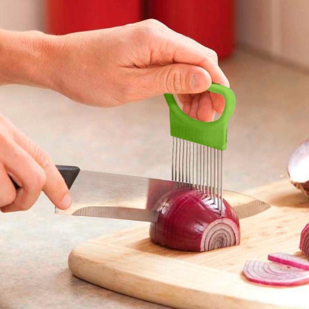 2017 New Shrendders amp; Slicers Tomato Onion Vegetables Slicer Cutting Aid Holder Guide Slicing Cutter Safe Fork