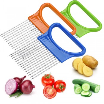 2017 New Shrendders amp; Slicers Tomato Onion Vegetables Slicer Cutting Aid Holder Guide Slicing Cutter Safe Fork