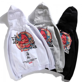 Mens Hip Hop Hoodie Sweatshirt Chinese Ghost 2018 Autumn Casual Streetwear Pullover Letter Print Black Sweatshirt Hoodie Hipster
