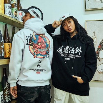 Mens Hip Hop Hoodie Sweatshirt Chinese Ghost 2018 Autumn Casual Streetwear Pullover Letter Print Black Sweatshirt Hoodie Hipster