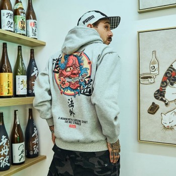 Mens Hip Hop Hoodie Sweatshirt Chinese Ghost 2018 Autumn Casual Streetwear Pullover Letter Print Black Sweatshirt Hoodie Hipster