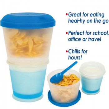 Breakfast Cup Creative Oatmeal Cup Cereal To Go PP Material Snack Cup With Lid Foldable Spoon Food Container Keep Milk Cold