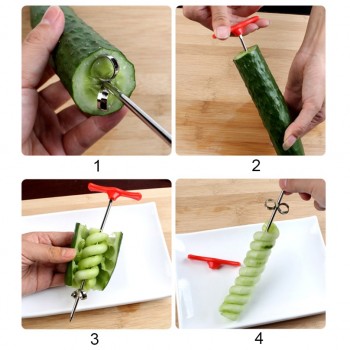 UPORS Vegetables Spiral Knife Carving Tool Potato Carrot Cucumber Salad Chopper Manual Spiral Screw Slicer Cutter Spiralizer