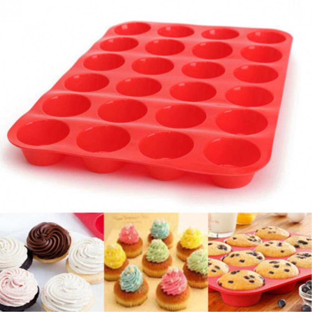 24 Cavity Mini Muffin Silicone Soap Cookies Cupcake Bakeware Pan Tray Mould Stampo Silicone Cake Decorating Tools Mold ZDT1