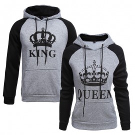 Men Hoodies King Queen Printed Sweatshirt Lovers Couples Hoodie Hooded Sweatshirt Casual Pullovers Tracksuits