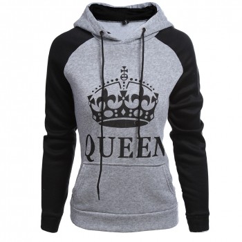 Men Hoodies King Queen Printed Sweatshirt Lovers Couples Hoodie Hooded Sweatshirt Casual Pullovers Tracksuits