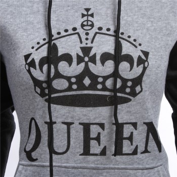Men Hoodies King Queen Printed Sweatshirt Lovers Couples Hoodie Hooded Sweatshirt Casual Pullovers Tracksuits