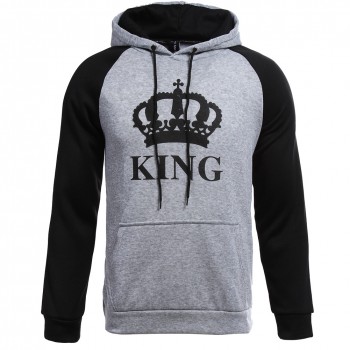 Men Hoodies King Queen Printed Sweatshirt Lovers Couples Hoodie Hooded Sweatshirt Casual Pullovers Tracksuits