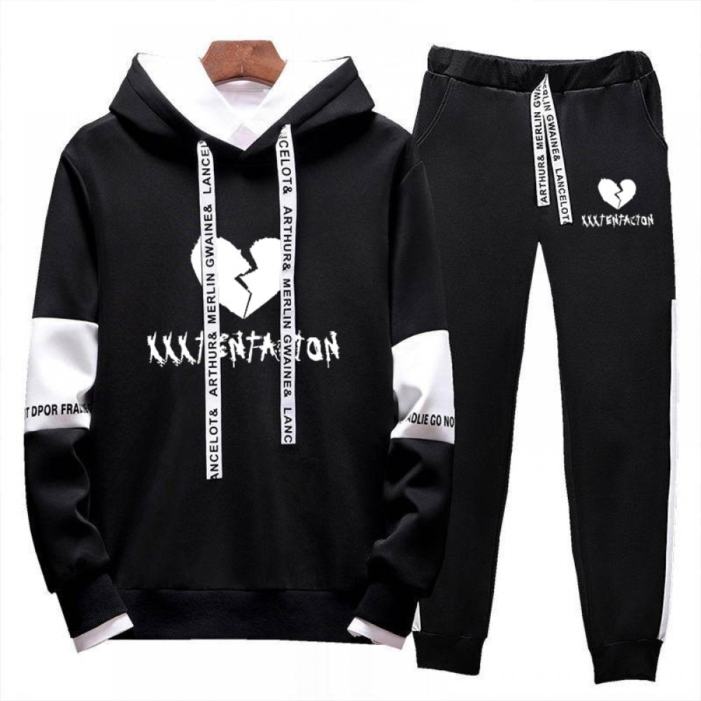 BTS 2018 Autumn/Winter XXXTentacion Revenge Kill Hip Hop Hoodies Sweatshirts And Sweatpants Men Two Piece Set Hooded Suit Velvet