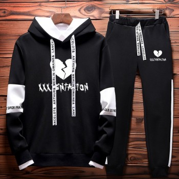 BTS 2018 Autumn/Winter XXXTentacion Revenge Kill Hip Hop Hoodies Sweatshirts And Sweatpants Men Two Piece Set Hooded Suit Velvet