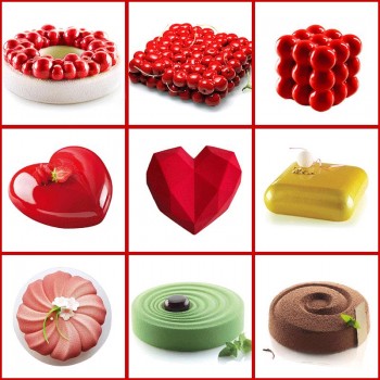 Wulekue Cake Decorating Mold 3D Silicone Molds Baking dish Tools For Heart Round Cakes Chocolate Brownie Mousse Make Dessert Pan