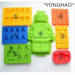 YONGHAO Cake Tools Holes Lego Mini Figure Robot Ice Cube Tray Mold Chocolate Cake Jelly Jello Silicone Mold Fondant Moulds  N543