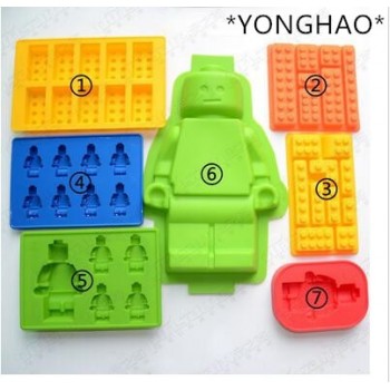 YONGHAO Cake Tools Holes Lego Mini Figure Robot Ice Cube Tray Mold Chocolate Cake Jelly Jello Silicone Mold Fondant Moulds  N543