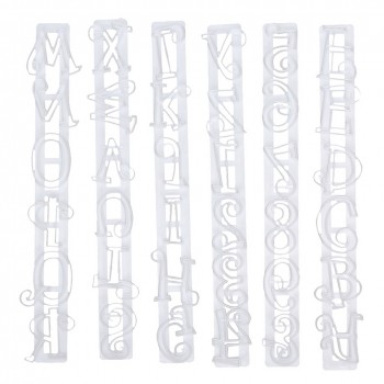6pcs/set Alphabet Letters Numbers Tappits Frill Edge Fondant Gum Paste Cutters Cake Cookie Baking accessories Mold Stencil Tools