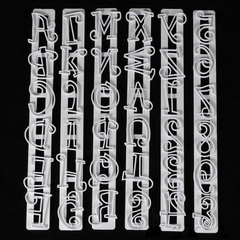 6pcs/set Alphabet Letters Numbers Tappits Frill Edge Fondant Gum Paste Cutters Cake Cookie Baking accessories Mold Stencil Tools