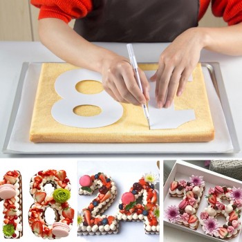 PET 0-8 Numbers Cake Mold Cake Decorating Tools Confeitaria Maker Birthday Cake Design Bakeware Pastry Tools 4/6/8/10/12/14inch