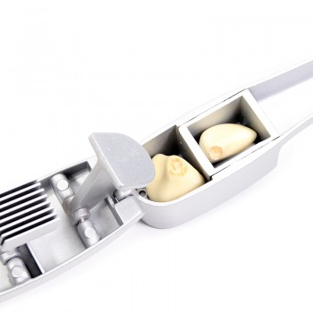 Garlic Press amp; Slicer 2 in 1 - Aluminium Garlic amp; Ginger Mincer and Slicer - with Slicing and Grinding - Kitchen Cooking Tools