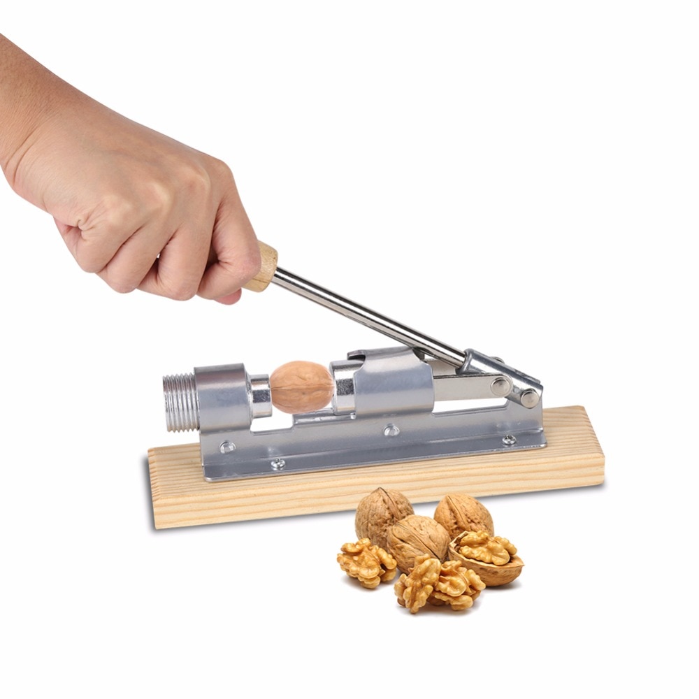 Stainless Steel Nutcracker With Wooden Handle Multi-Function Nut Cracker Sheller Walnut Cracker Plier Metal Opener Kitchen Tool