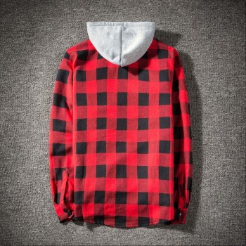 vetement femme 2018 hoodies Tracksuit Mens Autumn Casual Plaid Shirts Long Sleeve Pullover Shirt Top Hooded Blouse Sportswear
